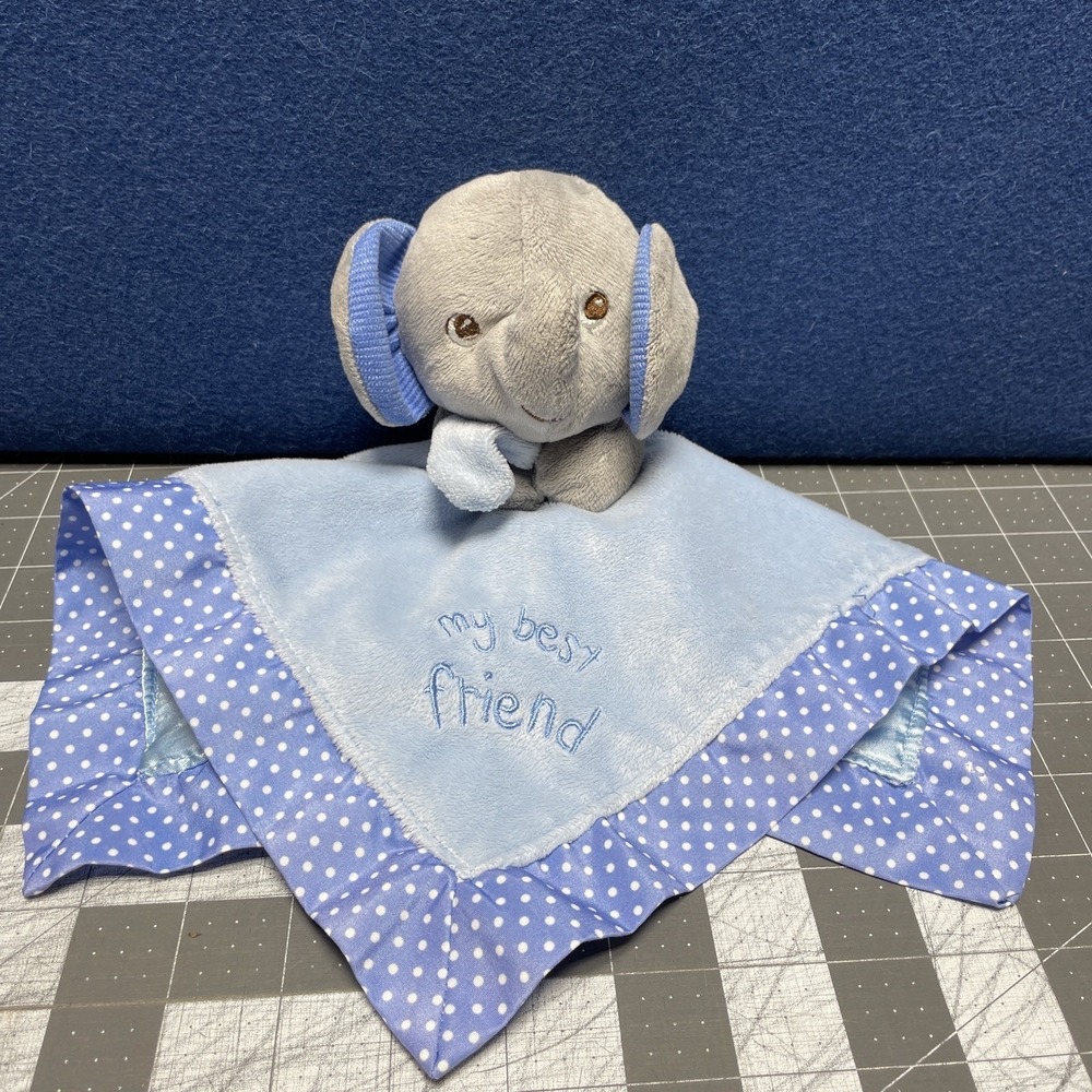 Garanimals Lovie My Best Friend Elephant Blue Gray Polka Dot Lovey‎ Secur Blanky
